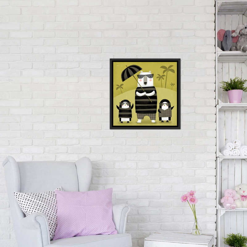 «On Holiday» par Terry Runyan - impression, H 26 po x l 26 po x P 1,5 po, Toile avec cadre noir patiné, Pas de tapis