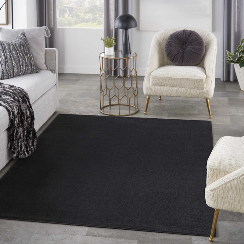 Tapis intérieur / extérieur noir Mullican Sandy, Rectangle 5 pi x 7 pi