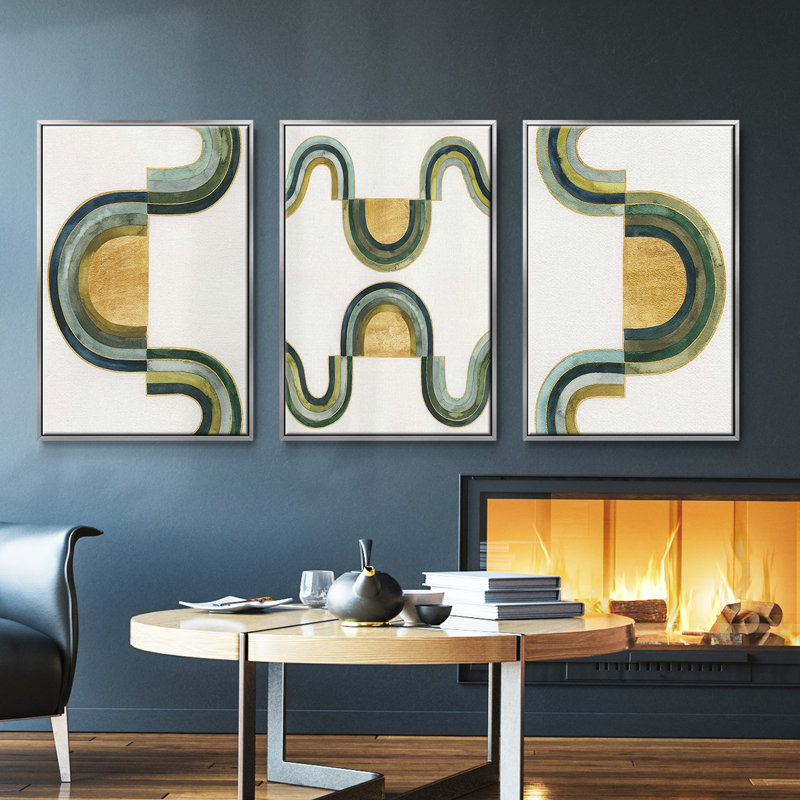 " Analogous Arches I " 3 - Pieces, 27" H x 54" W, Silver