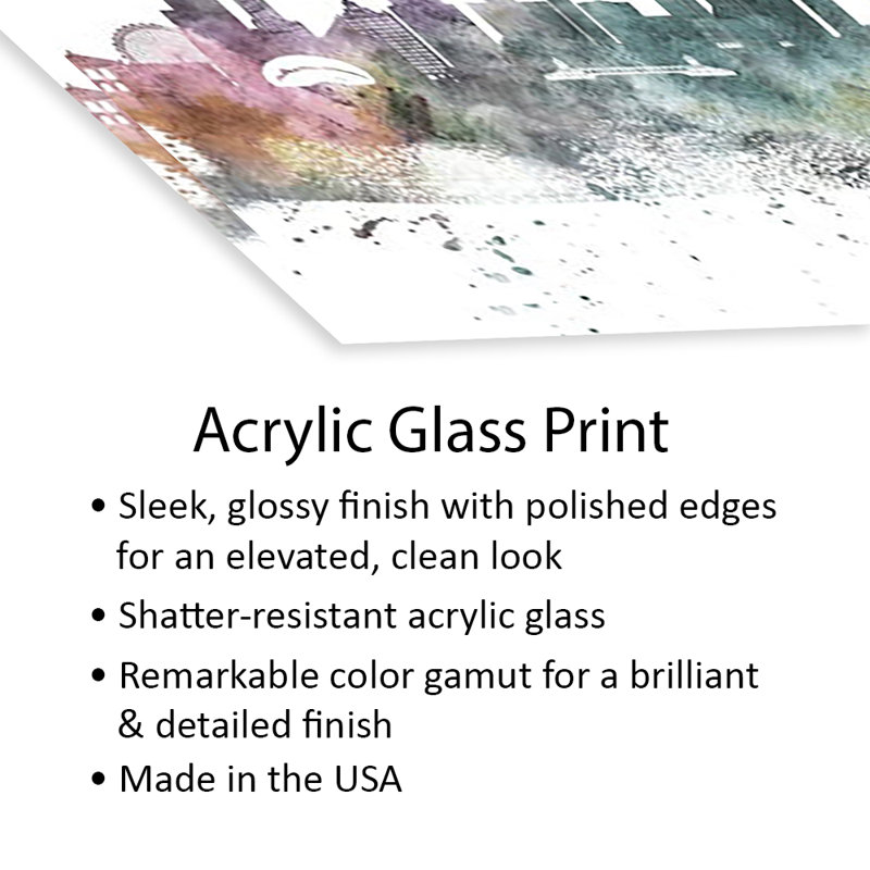 Chicago - Pastel Skylines, impression sur verre acrylique, H 16 po x l 24 po x P 0,25 po