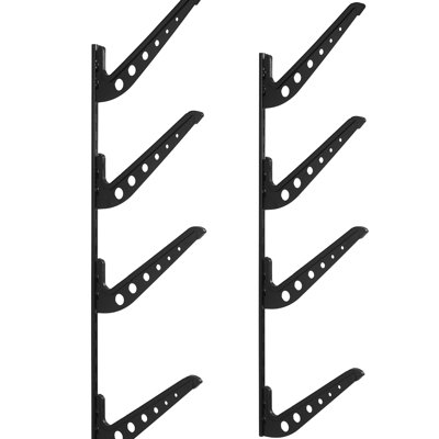 Adjustable 4 Horizontal Surfboard Rack Wall Mount For Snowboards, Kiteboards, Shortboard, Skis Storage, 100 Lbs Support, Corrosion - Steel, Black Finish, Easy To Assemble Storage And Display, Height