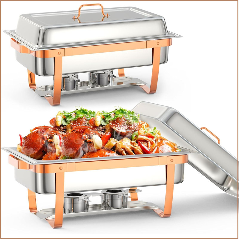 Chafing Dish Buffet Set,Stainless Steel Chafing Dishes for Catering, Chafers and Buffet Warmer Sets with Lid & Lid Holder, Spoon & Tweezers, for Parties Weddings Dinners