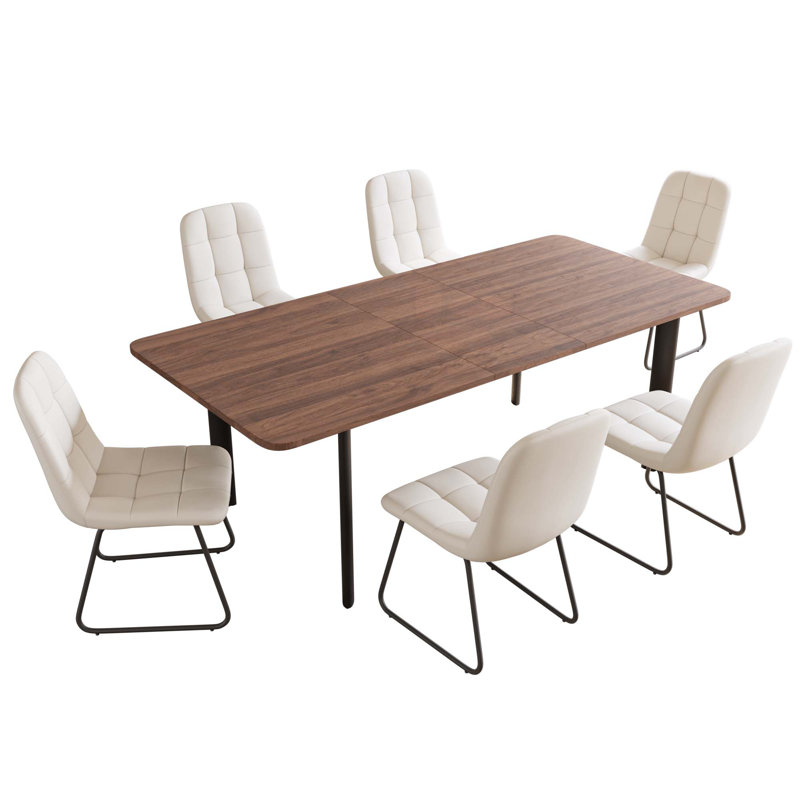 6 - Person Drop Leaf Dining Set, White