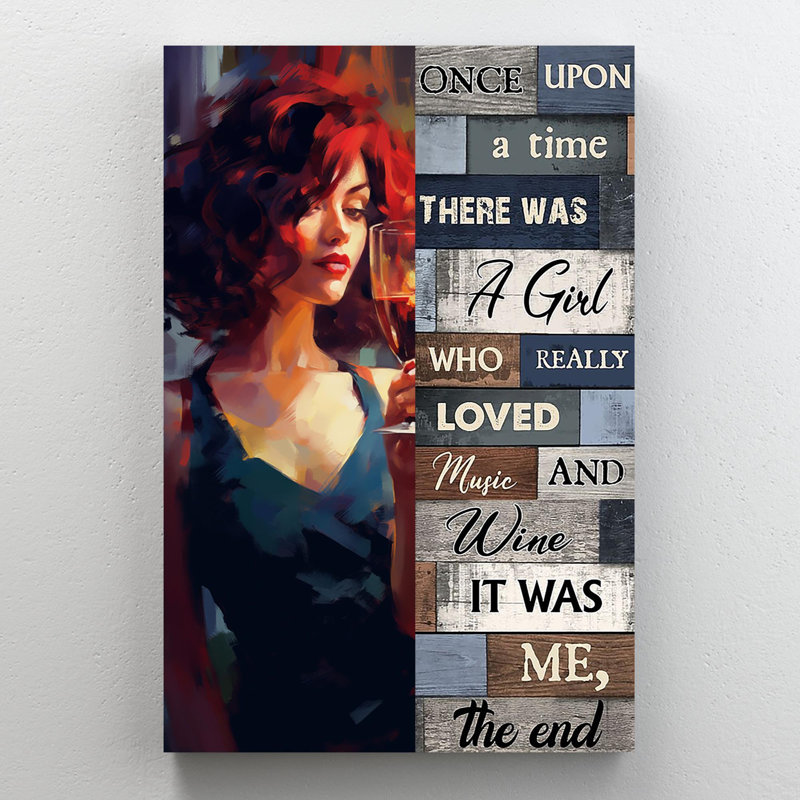 «Who Really Love Music And Wine», impression sur toile rectangle 1 pièce, H 20 po x l 16 po x P 1,25 po