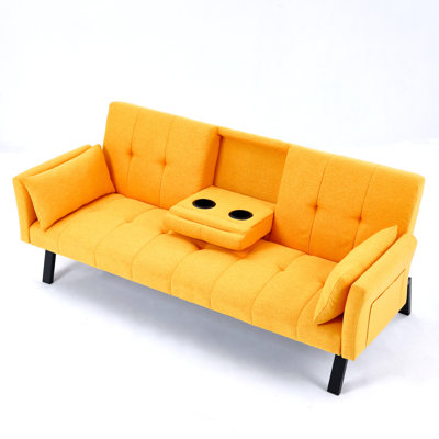 Canapé-lit moderne en velours 3-en-1 - Petite causeuse, tiroir, coussin et poches