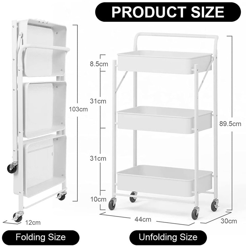Longino 89.5cm H x 44cm W Utility Cart with Wheels, White