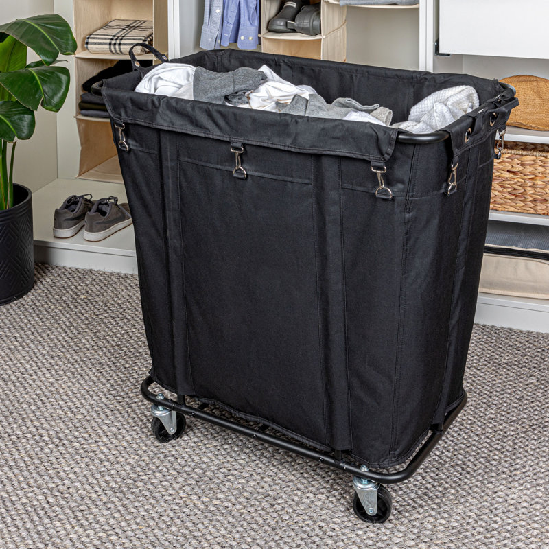 Rolling Laundry Hamper with Handles, Black