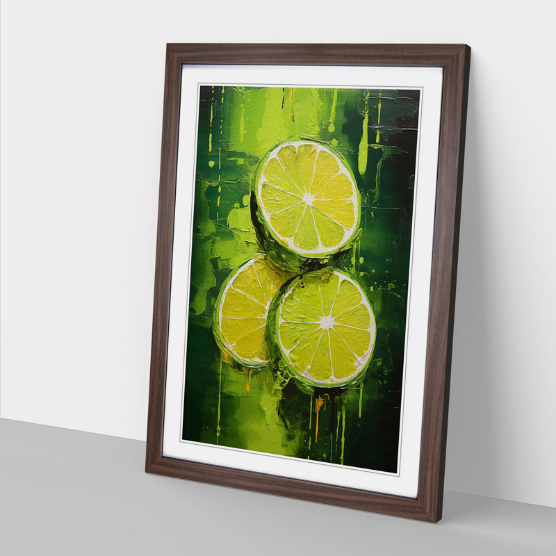 Sliced Lime No.2 1 Piece Single Picture Frame Wall Art, 46cm H x 34cm W, Walnut Framed