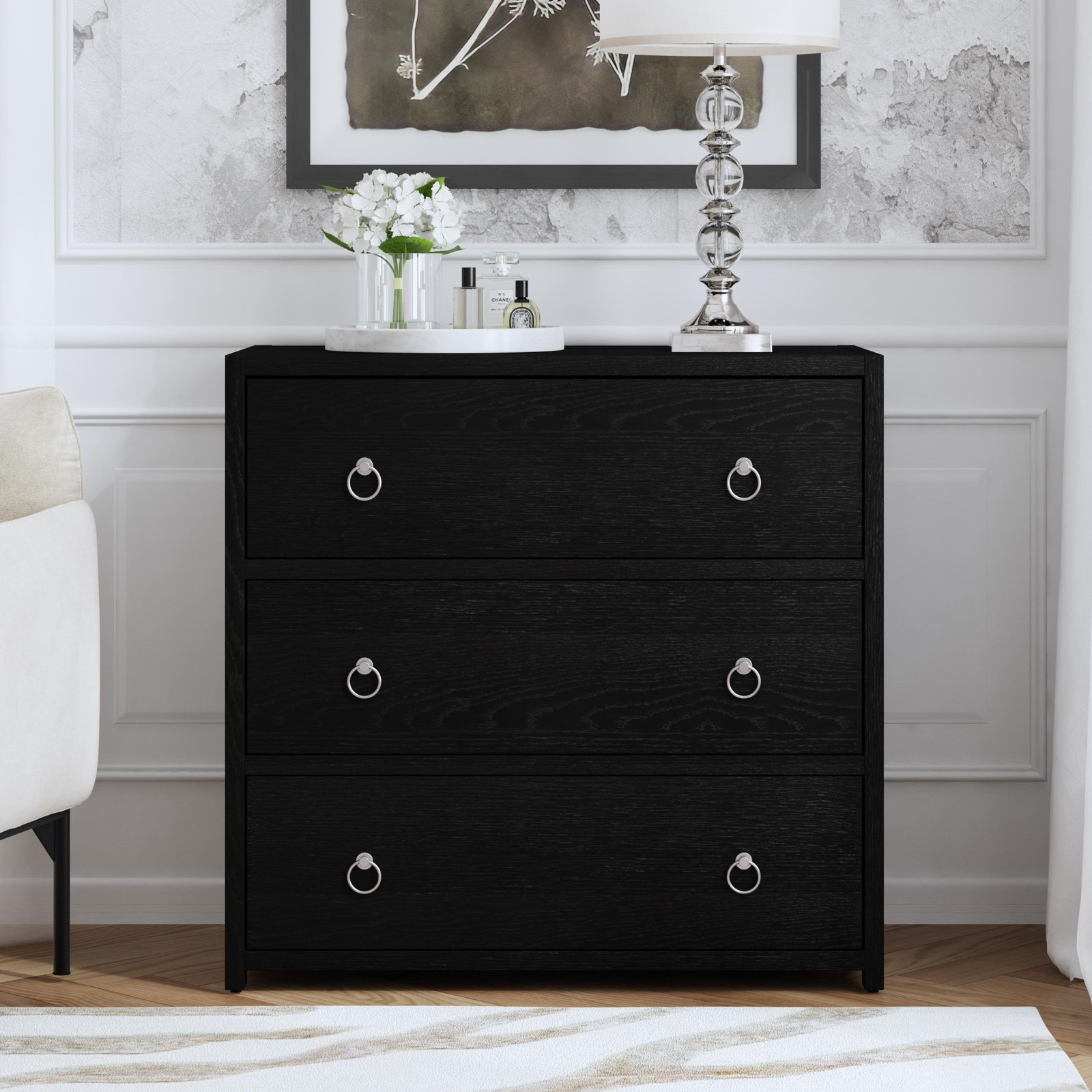 Elin 34" Acacia Dresser, Black