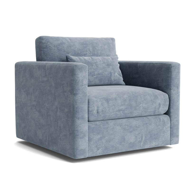 Haywood Full Swivel Chair, Vintage Chenille - Smoky Blue