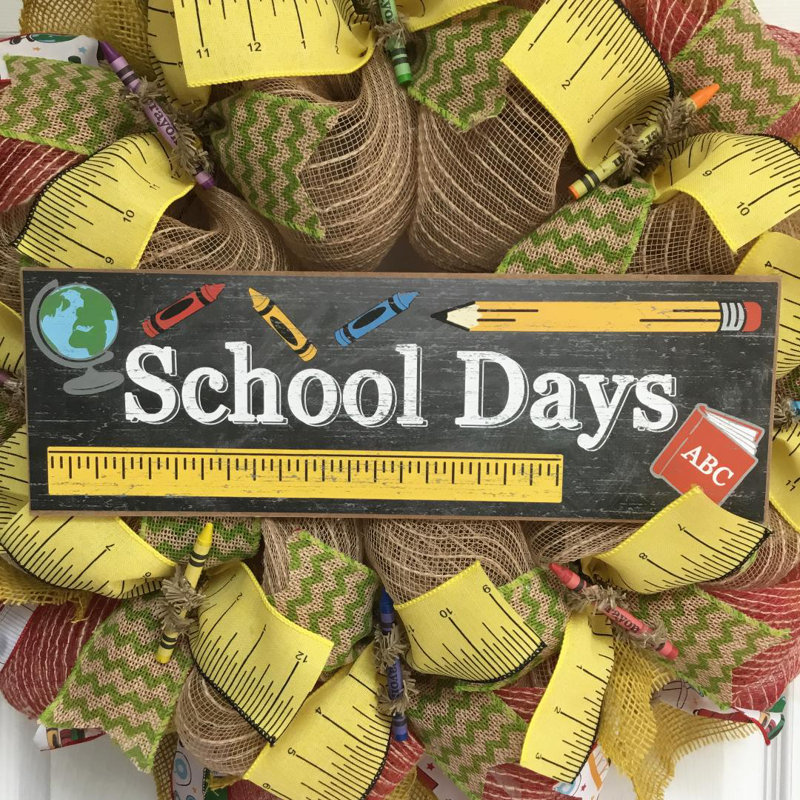 School Days Autumn Wreath with Crayon Accents