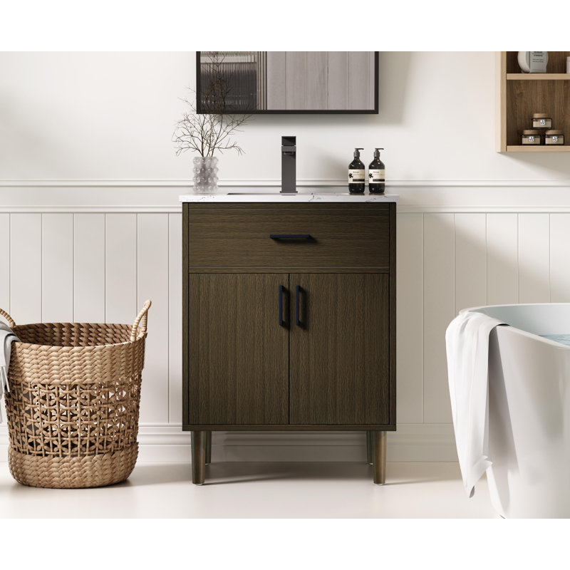Meuble-lavabo simple 24 po Chandler, Brun moka