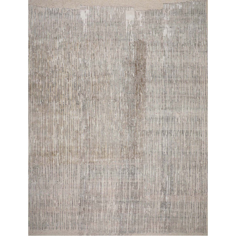 Handmade Linen and Wool Area Rug, Rectangle 10' x 14'