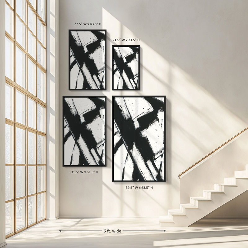 "Expression Abstract I White Crop" par Shirley Novak, reproduction sur toile dans un cadre flottant, H 51,5 po x l 31,5 po