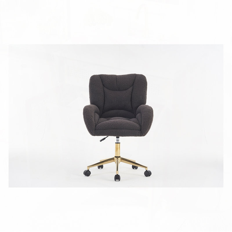 Teddy Fabric Material Adjustable Height 360 Revolving Home Office Chair, Dark Gray