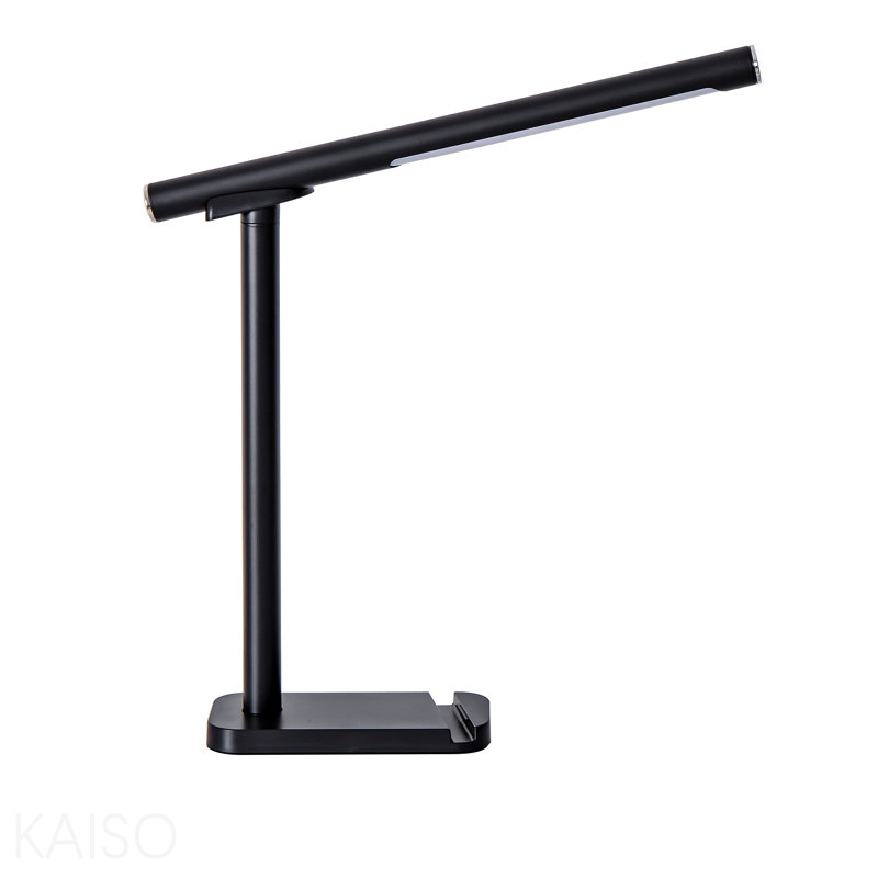 Lampe de bureau à DEL à 360 ° réglable, port de charge USB, 5 modes d'éclairage et luminosité à intensité variable, lampe de chevet pour lire, bricoler, travailler, étudier (noir)