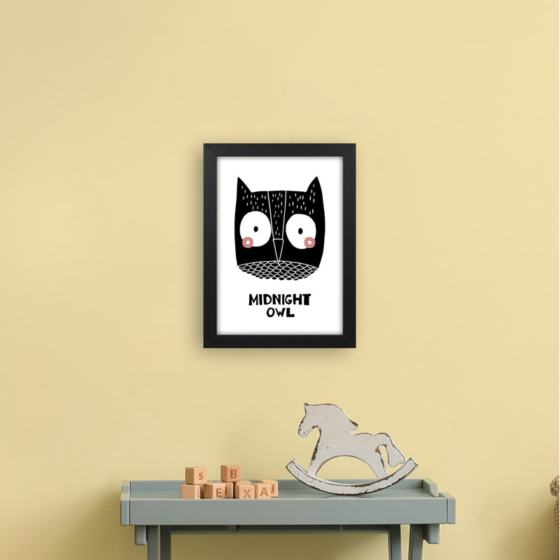 Owl by Miniofmine - Print, 34cm H x 25cm W x 3cm D, Brown Framed