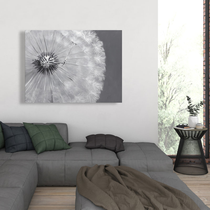 Dandelion Puff Ball - Botanical White Canvas for Home Decor