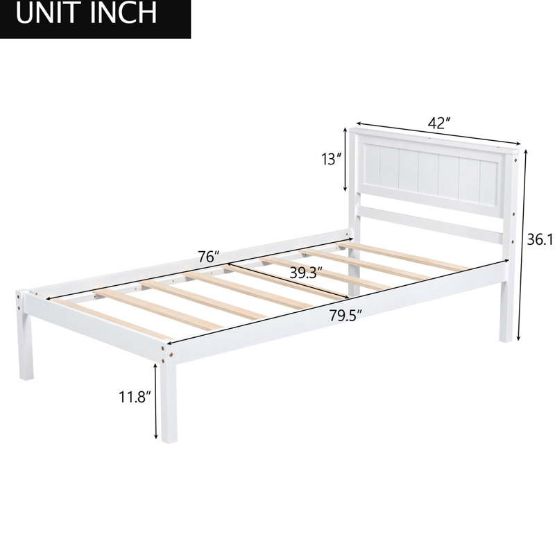 Lit plateforme simple avec tête de lit, lattes en bois massif, sans sommier, tête de lit de style, support à lattes, Pure