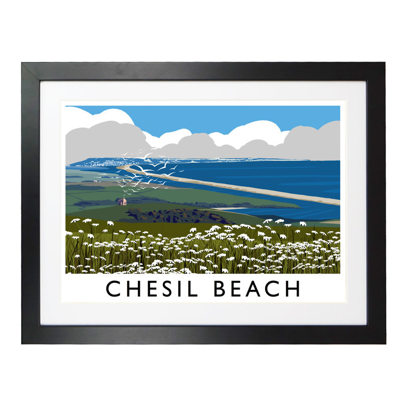 Chesil Beach 2 by Richard O'Neil - Print, 44 cm H x 54 cm W x 2.2 cm D, Black Wood Frame