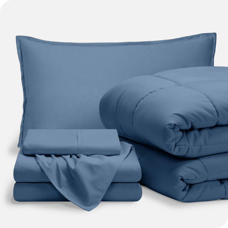 Lit dans un sac en microfibre 1800 de qualité supérieure 1800, Bleu couronne / bleu couronne
