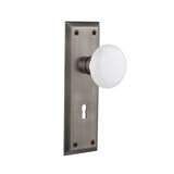 New York Plate with Decorative Keyhole and White Porcelain Door Knob