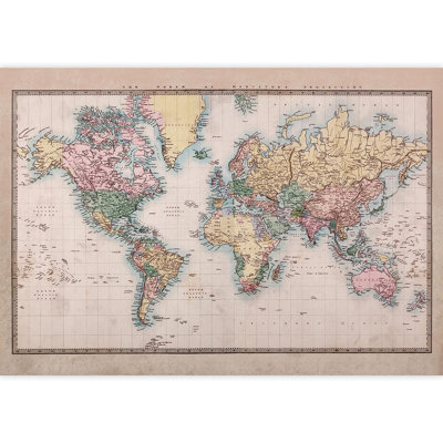 Full Color Antique Mercator Projection Political Map of the World Paintable Wall Mural -  IDEA4WALL