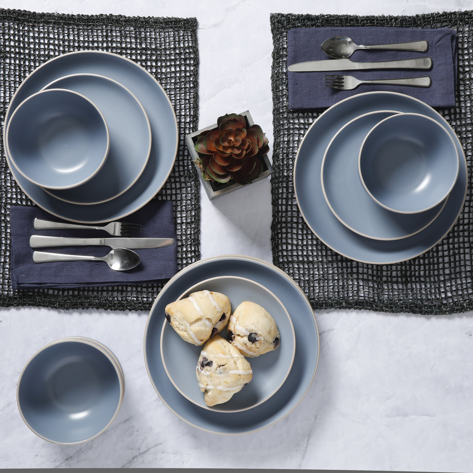 Rockaway Stoneware Dinnerware Set, Blue