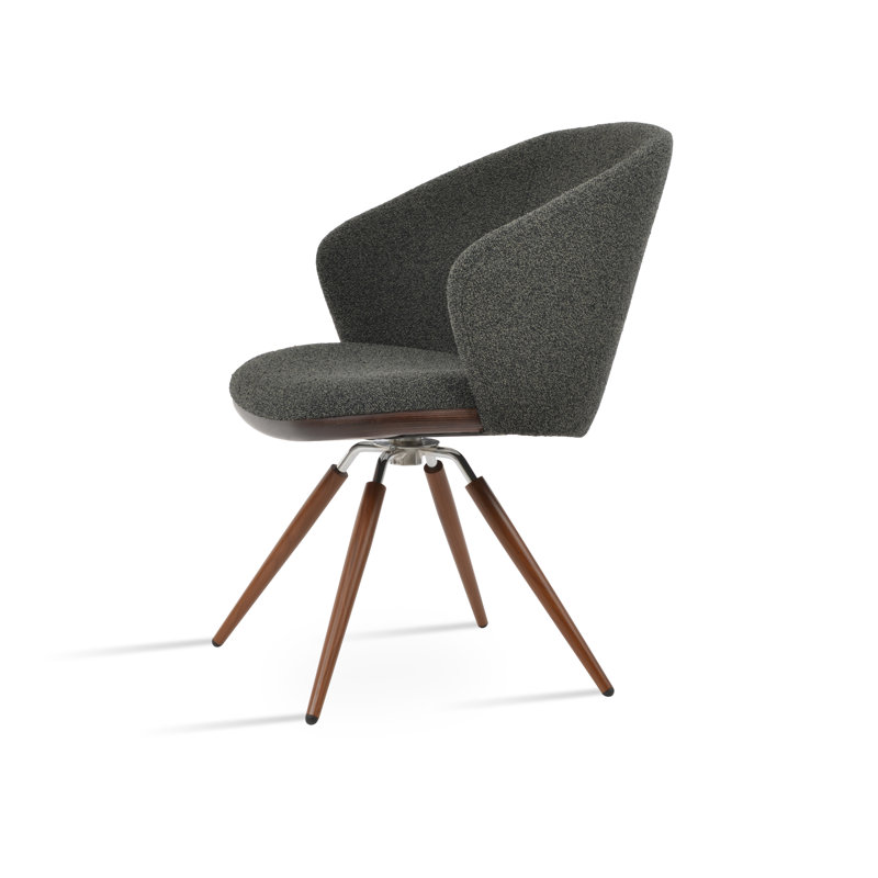 Chaise avec accoudoirs pivotante Athena, Noyer