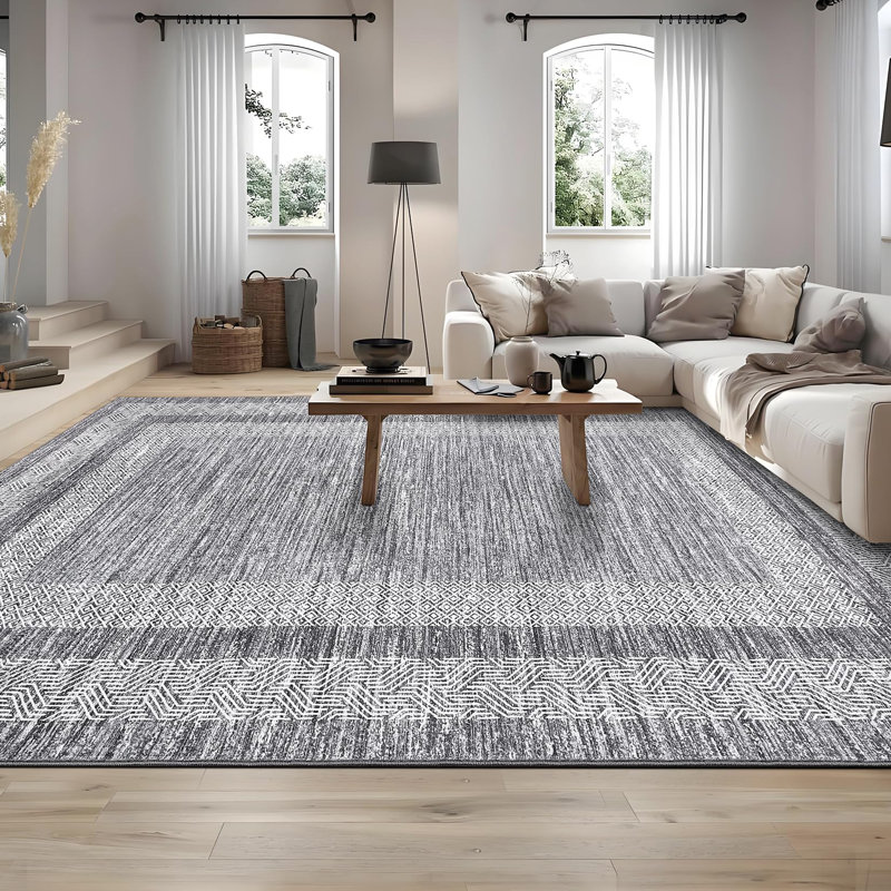 Rectangle Abstract Area Rug, Gray, Rectangle 200 x 290 cm