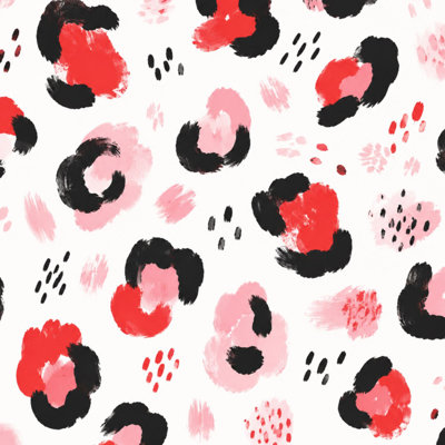 Peel and Stick Wallpaper Abstract Leopard Print Red Pink Black Contact Paper Removable Self Adhesive Wall Mural Wall Decor for Bedroom Kitchen Cabinets 17.7in x 118in