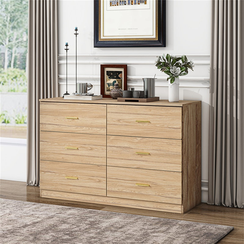 Nergizli 47.24'' W 6 - Drawer Dresser, Natural