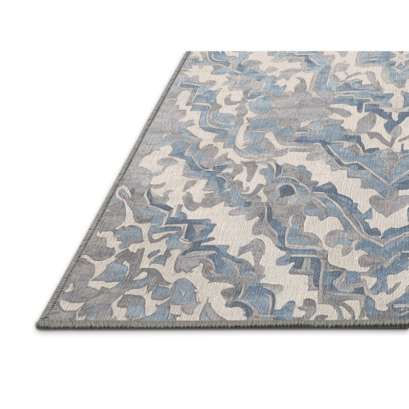 Machine Washable Gray Area Rug, Rectangle 6' x 9'