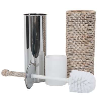 Brosse de toilette avec support Everard, blanc délavé