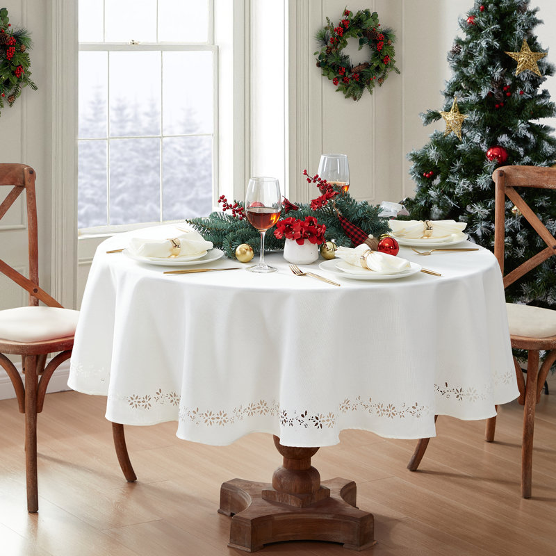 Nappe Holmwith Poinsettia Noel, Blanc