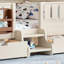 Double avec bibliothèque intégrée et tiroirs de rangement, escalier de sécurité et rails de sécurité de haute qualité, beige-89956218