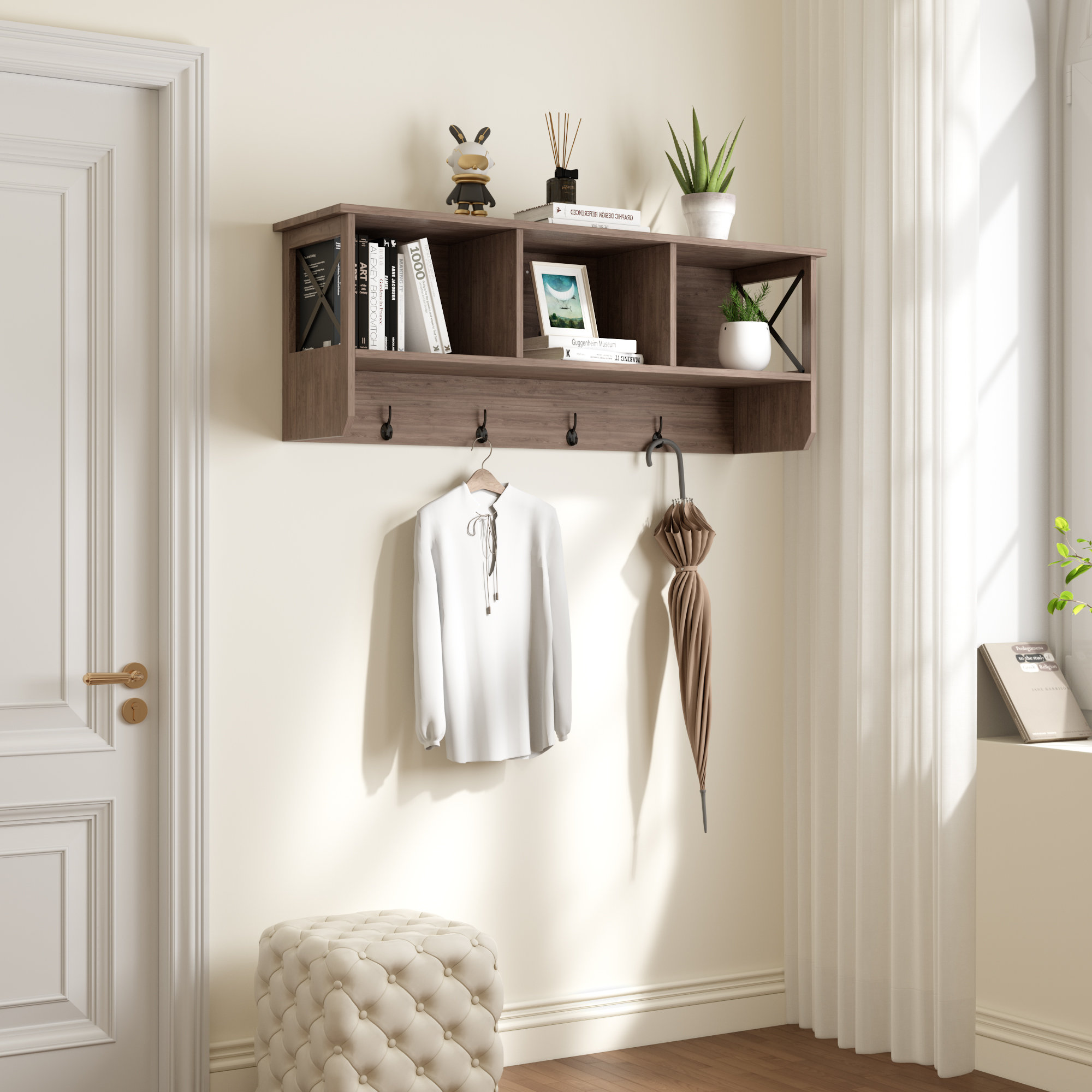 Huseyn Wall 5 - Hook Coat Rack with Storage