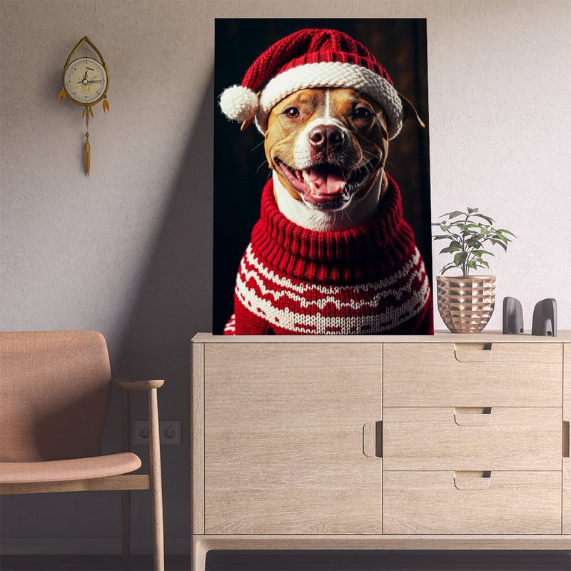Reproduction d'art sur toile, "Mignon chien de Noël", 12 po x 18 po