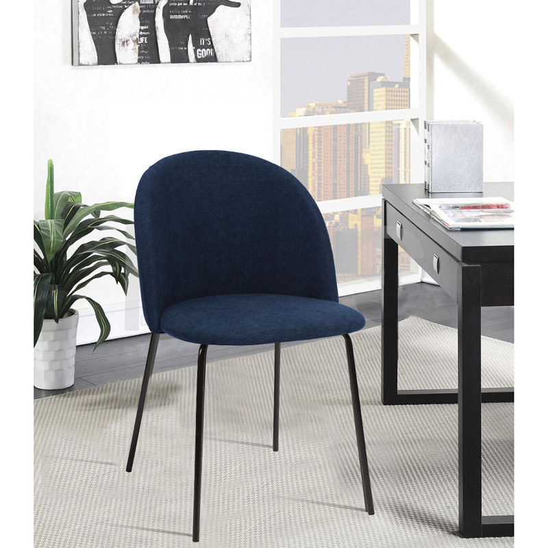 Edgartown 48cm H Polyester Blend Upholstered Side Chair, Navy Blue