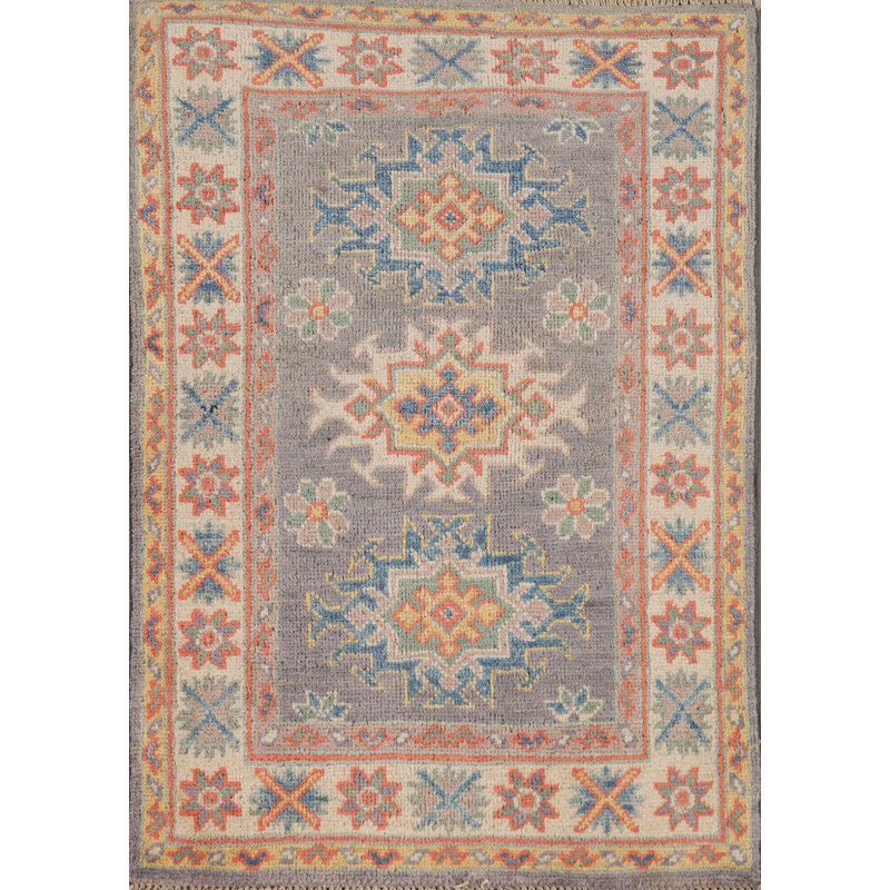 Tapis gris géométrique Kazak