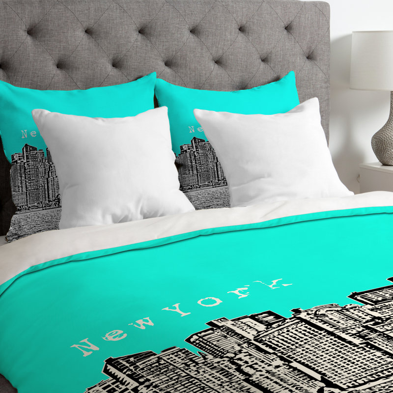 Bird Ave Modern & Contemporary Polyester Duvet Cover, King, Aqua