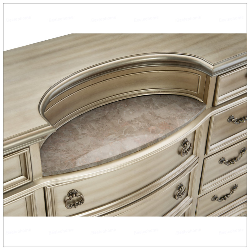 Commode de luxe argentée à 11 tiroirs avec mobilier européen