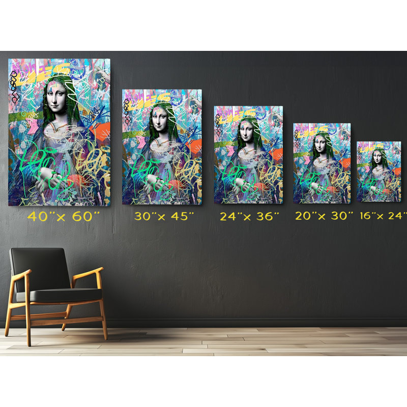 «Mona Lisa Street Graffiti Art», reproduction sur toile, H 60 po x l 40 po