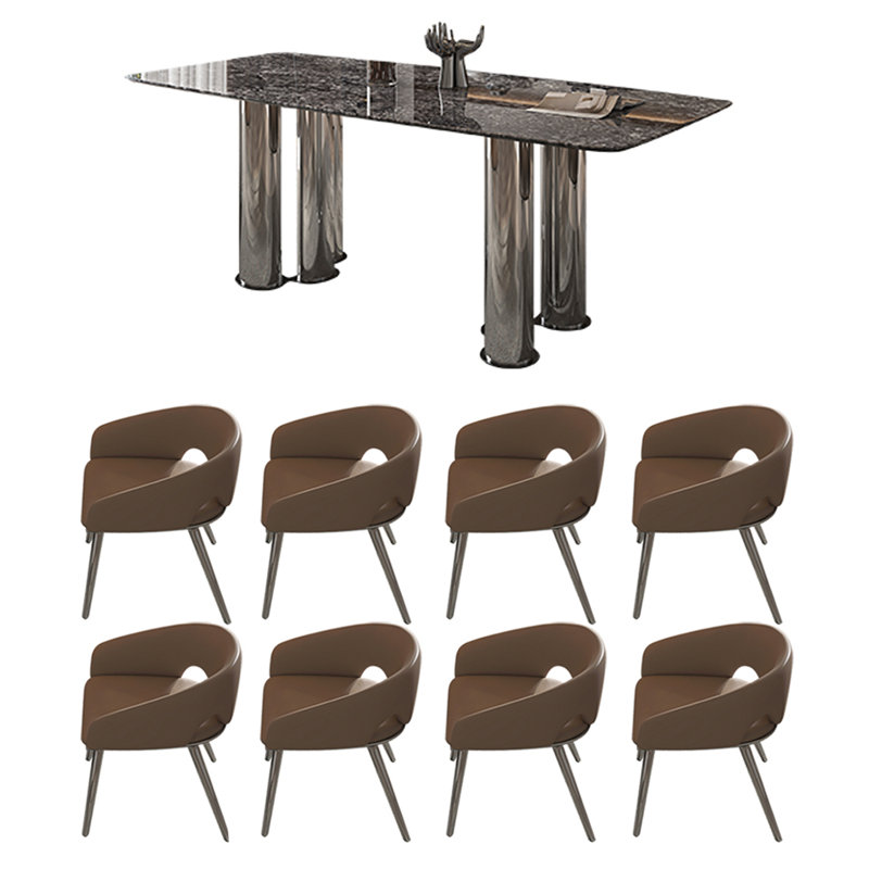 8 - Person Double Pedestal Dining Set, 29.53" H x 78.74" L x 35.43" W