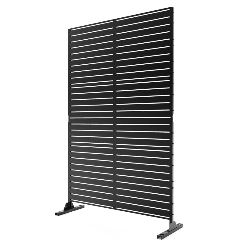 Panneau de clôture d'intimité en métal découpé au laser 74,8 po x 47 po Pacifa, Noir