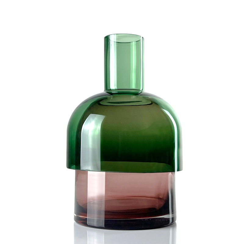 Medium Green and Pink Reversible Glass Flower Vase