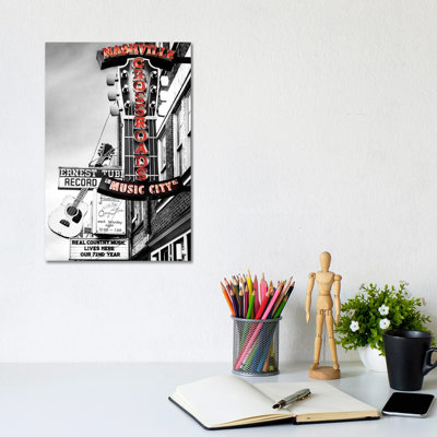 Nashville Music City Red by Susanne Kremer - Print on Canvas