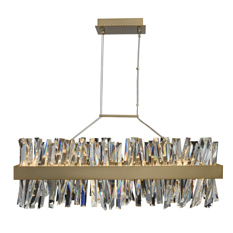 Luminaire suspendu linéaire doré champagne Glacier 1 LT Allegri, Doré champagne brossé