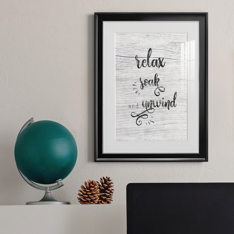 Relax Soak Unwind - cadre photo, art textuel, Noir, H 18,5 po x l 24,5 po x P 1,5 po
