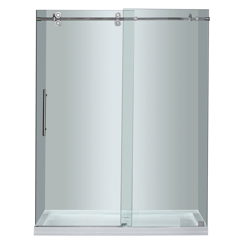 Porte de douche coulissante simple 60" x 77,5" framless Langham, Chrome